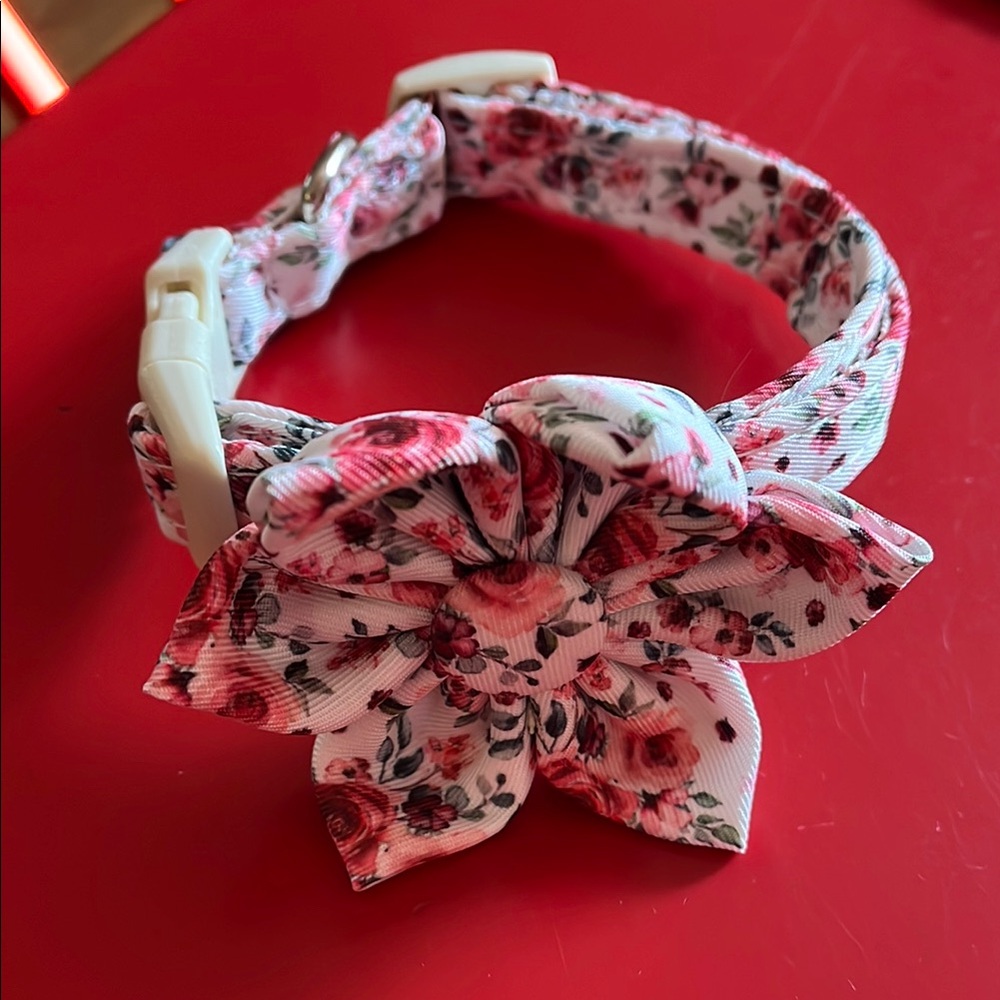 New Floral Dog Collar with Bow